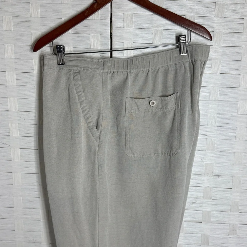 Cubavera Tan Linen Viscose Casual‎ Resortwear Drawstring Waist Pants Size XXL
